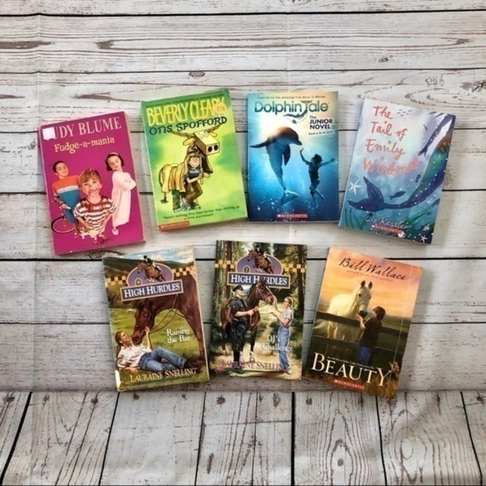 Seven kids books. Dolphin tale. 

The tale of Emily windsor beauty. 
Beverly